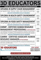 3D Educators Offers Jobs And Career Oriented Diplomas/Certifications